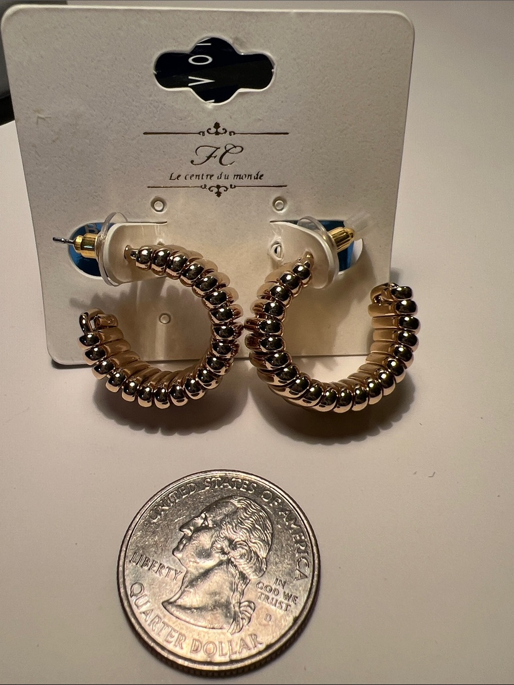 Gold Beaded Hoop Earrings - Women Jewelry